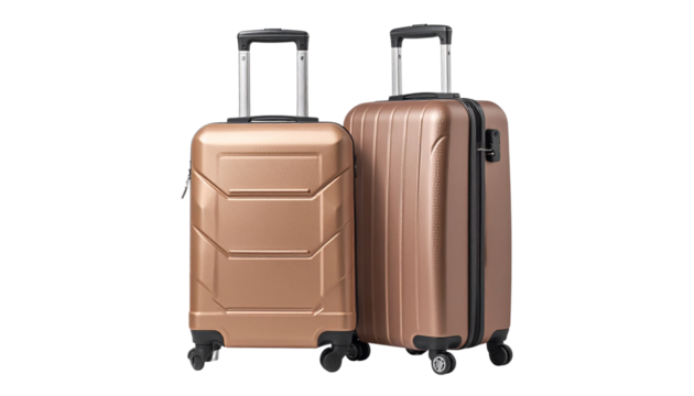  Modern luggage set with carry-on and checked suitcase isolated on transparent background