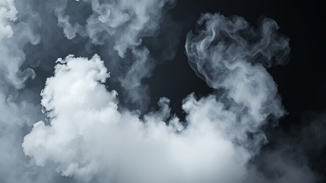 Fluffy white clouds float gracefully across a deep, dark sky, creating a beautiful and ethereal atmosphere of mystery and calm for a dreamlike escape.