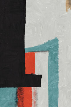 Abstract minimalist painting with textured color blocks and geometric design