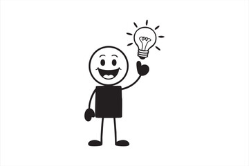 Flat modern vector of character with lightbulb for startup and design projects