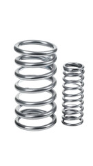 Two coiled metal springs, one tall, one short, sit against a black background