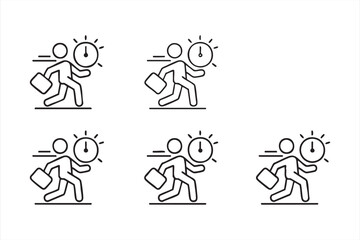 Naklejka premium Minimal businessman running with clock vector for deadline and urgency design