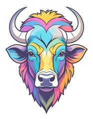 Colorful bull's head graphic art