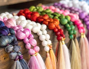 Colorful braided strands with beads and tassels
