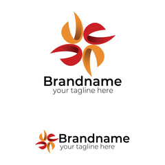 Abstract Red and Orange Swirling Petals Logo Design: Dynamic Symbol for Energy, Digital, Flower, Global Movement, and Creative Business Identity