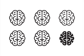 Fototapeta premium Minimal brain line icon representing intelligence, creativity, and innovation — clean vector illustration for education, technology, and psychology design concepts.