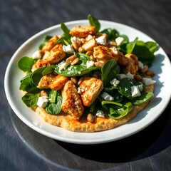Grilled chicken breast with fresh vegetables on a plate