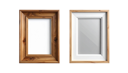 Picture frame bundle with empty and placeholder variations isolated on transparent background