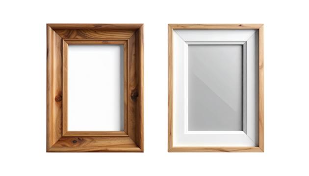 Picture frame bundle with empty and placeholder variations isolated on transparent background