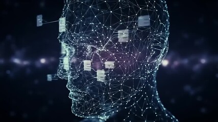 Digital Human Head Network Data Processing Artificial Intelligence Concept. - Powered by Adobe