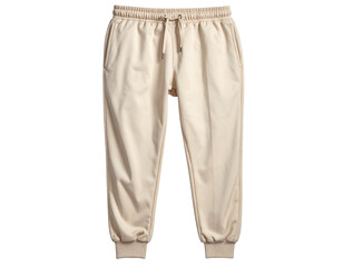Warm Beige Knit Jogger Pants for Relaxed Fashion, Drawstring Waist Casual Outfit