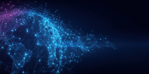 Obraz premium Global Network Connection, Digital Data Flow, Internet Technology, Worldwide Communication