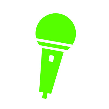 Simple and vibrant green microphone vector illustration on transparent background