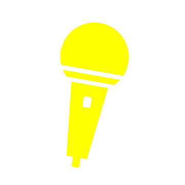 Bright and eye-catching yellow microphone vector illustration on transparent background