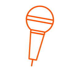 Orange Line Art Microphone Vector Illustration with Transparent Background