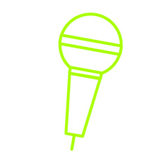 Lime Green Line Art Microphone Vector Illustration with Transparent Background