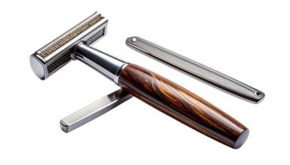 Razor and shaving kit bundle with two variations isolated on transparent backgr