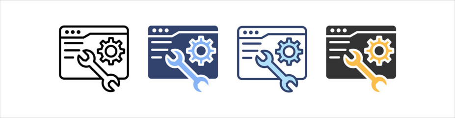 Web Maintenance Icon Set Multiple Style Collection