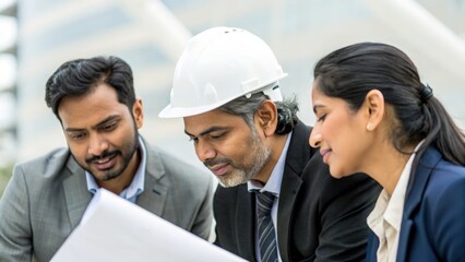 Close up Group of Indian professionals in architectural meeting — showcasing planning, strategy, and creativity