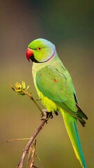 Naklejka premium Indian Ringneck Parakeet beautiful high-resolution image with vibrant colors and clarity.