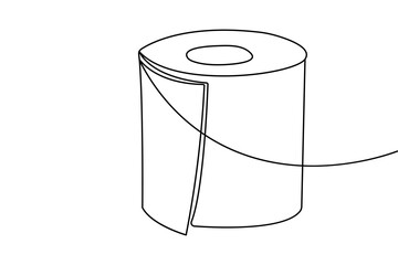 Toilet tissue roll minimalist continuous one line drawing clean outline vector art

