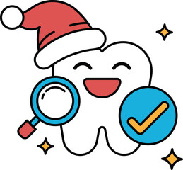 A tooth with a hat on it and a smile