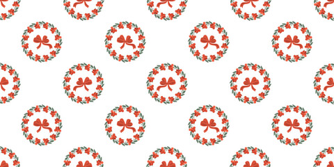 Wreath and Bow Pattern, Bow Wreath Background, Rowan Wreath Motif