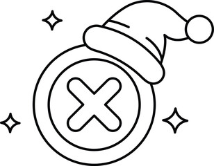 A black and white image of a hat with an X on it