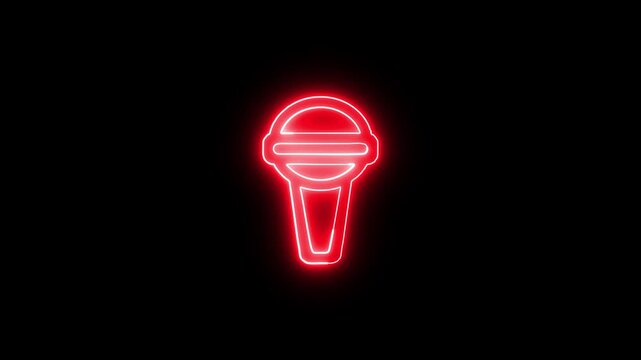 Voice recording podcast mic microphone button icon animation. neon line microphone icon .