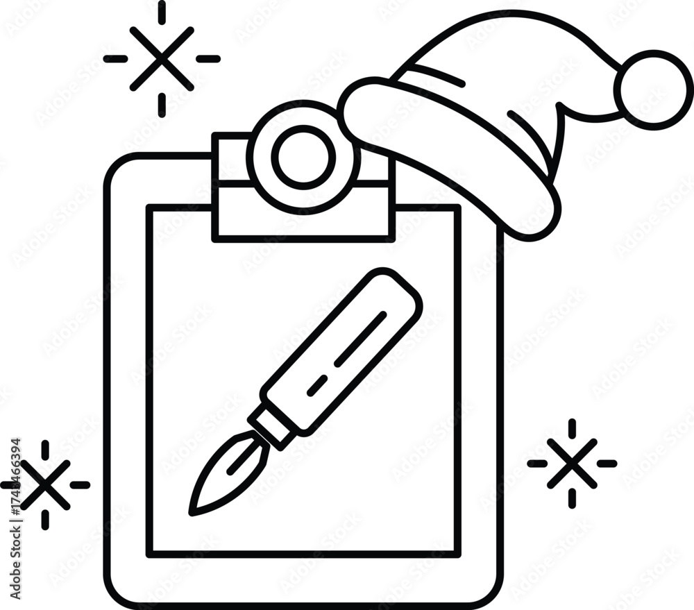 Canvas Prints a clipboard with a pen on it and a hat on top of it