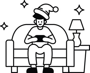 A man is sitting on a couch playing a video game