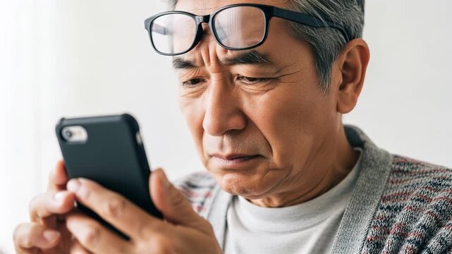 スマホが見づらい高齢男性