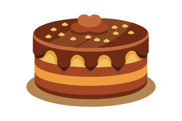 Delicious Chocolate Cake Vactor Illustration Isolated On White Background