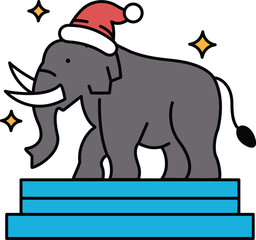 A black and white drawing of an elephant wearing a hat