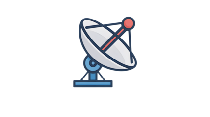 Modern satellite dish icon for global communication, broadcasting, and advanced technology, perfect for tech blogs, startup visuals, and innovative designs.