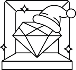 A diamond is in a box with a hat on top of it
