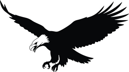 Eagle silhouette flying in the sky with spread wings vector illustration