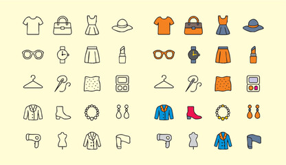 Fashion Line Icons Set ? Clot...