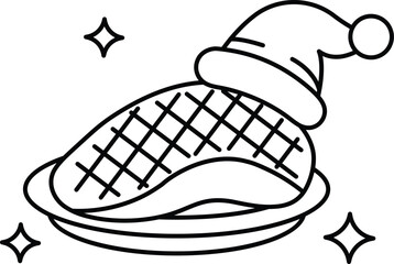 A plate of food with a hat on top of it