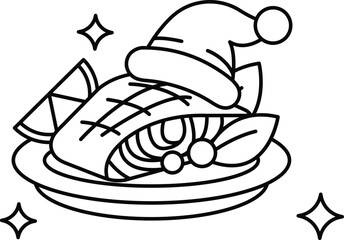 A plate of food with a hat on it