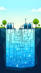 Underwater buildings with wiring