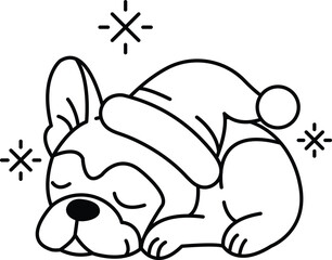 A dog is sleeping with a hat on