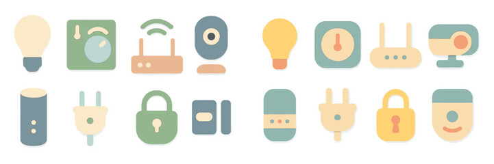 Colorful icons representing smart home devices and gadgets for modern living spaces