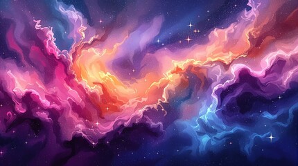 Colorful cosmic nebula space galaxy stars wallpaper background desktop hd illustration art design
