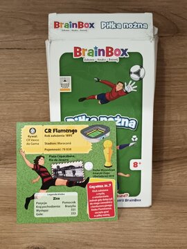 A BrainBox trivia game with a football theme card featuring a famous Brazilian football club CR Flamengo.