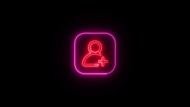 Glowing Recruitment Icon and Symbol in HD Video Neon Animation on Black Background