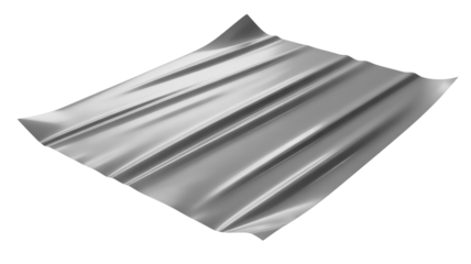 Abstract textured background of crumpled silver foil with dramatic lighting and deep shadows on a black backdrop