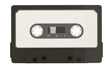Audio cassette isolated on transparent background. 3D illustration