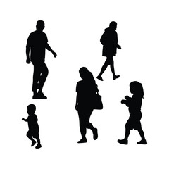 collection of vector style silhouettes of people running