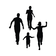 collection of vector style silhouettes of people running